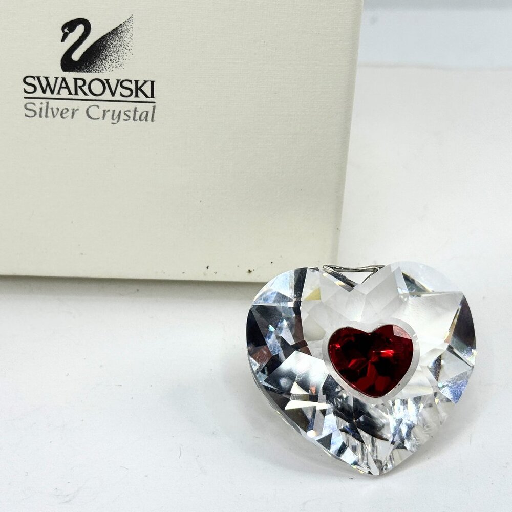 Red And Clear Crystal Christmas Heart Shaped Hanging Ornament in box S213